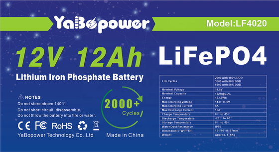 12.8v 12v 12ah Lifepo4 Аккумуляторная батарея Разрядный ток 6A