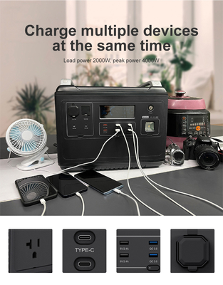 Портативная литиевая электростанция Ups Lifepo4 Solar 2000W 1000 Watt Two-Way Quick